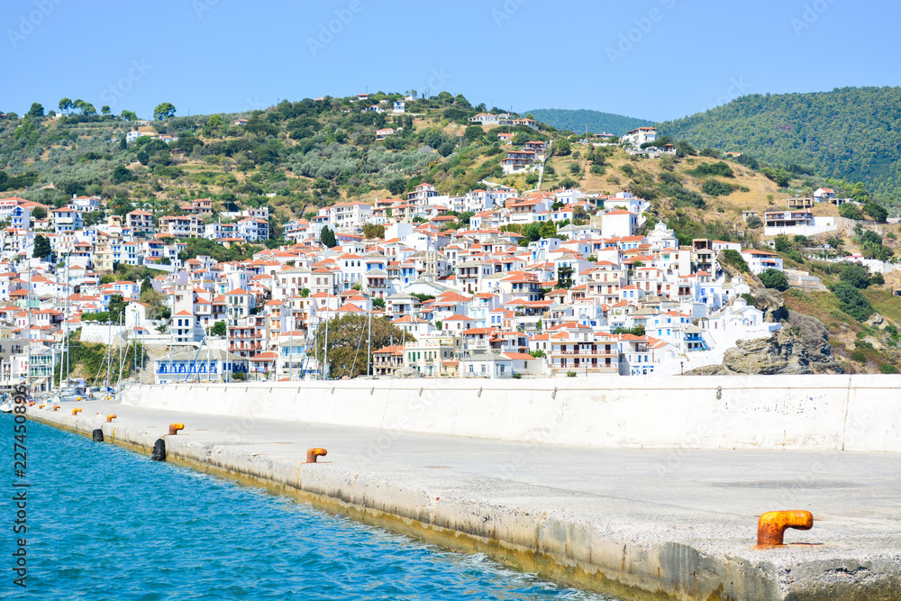 Skopelos town view by sea
