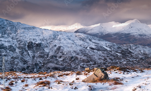 The Mamores on a winter evening photo