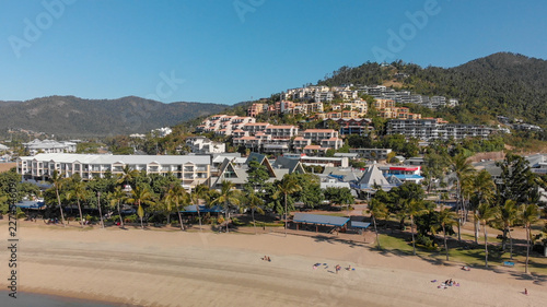 Airlie Beach coastline on a beautiful sunny day, aerial view