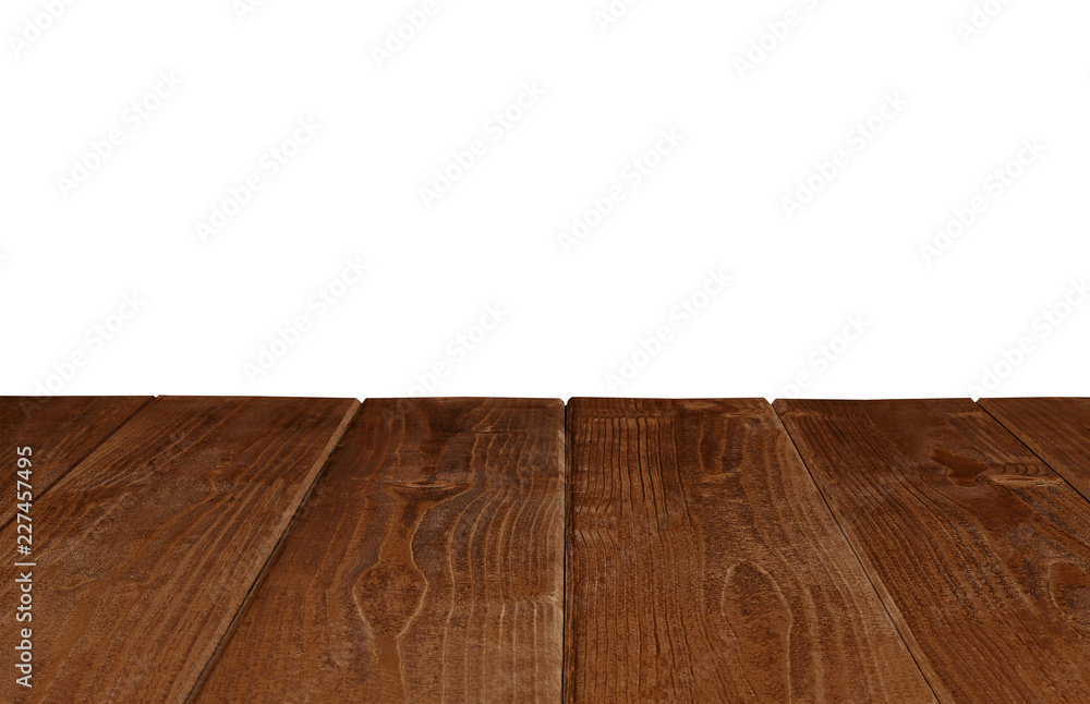Empty wooden table perspective view isolated on white background Empty wooden table perspective view isolated on white background