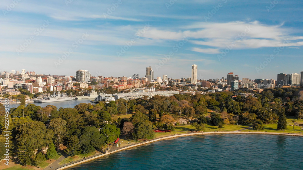 Obraz premium Sydney, Australia. Aerial view of City Harbour with buildings and bay
