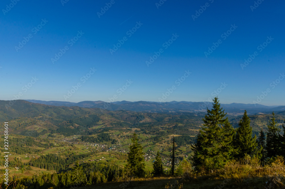Carpathian mountains in sunny day in the autumn season Carpathian mountains in sunny day in the autumn season