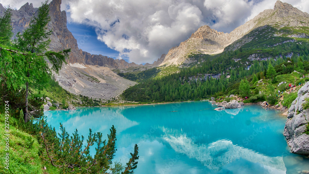 Sorapiss Lake in italian alps, Europe
