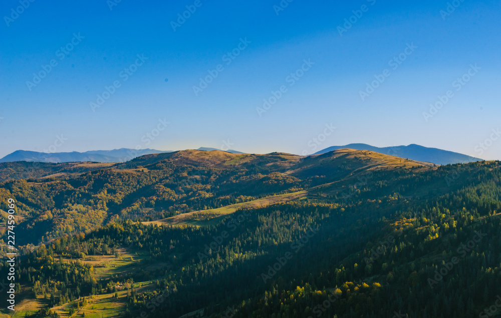 Carpathian mountains in sunny day in the autumn season Carpathian mountains in sunny day in the autumn season