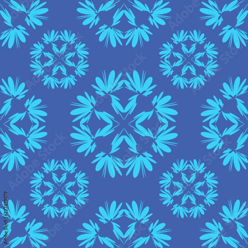 Abstract seamless floral blue vector pattern. Pattern in a swatch panel, EPS10.