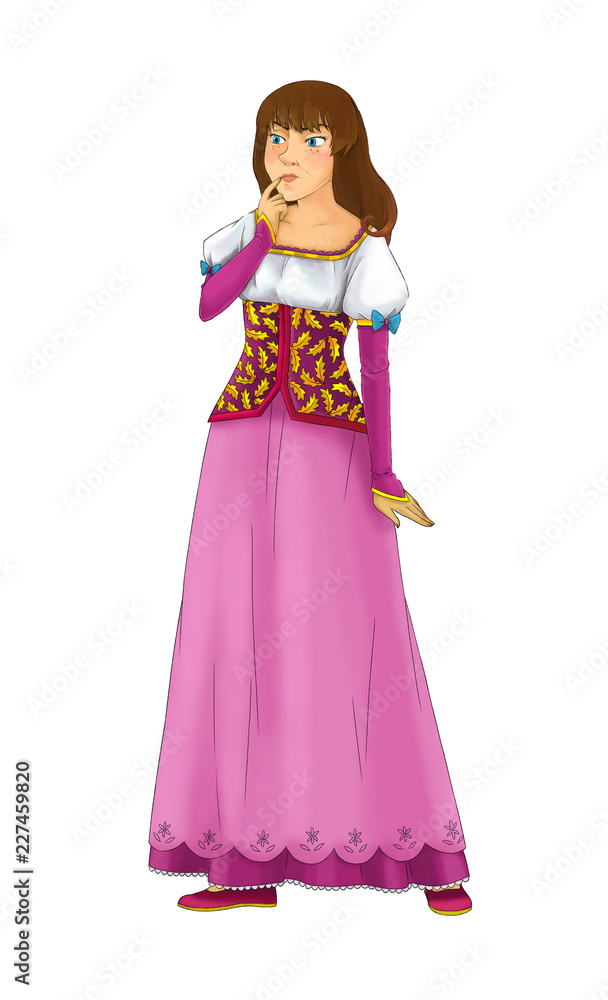 cartoon scene with beautiful princess on white background - illustration for children cartoon scene with beautiful princess on white background - illustration for children