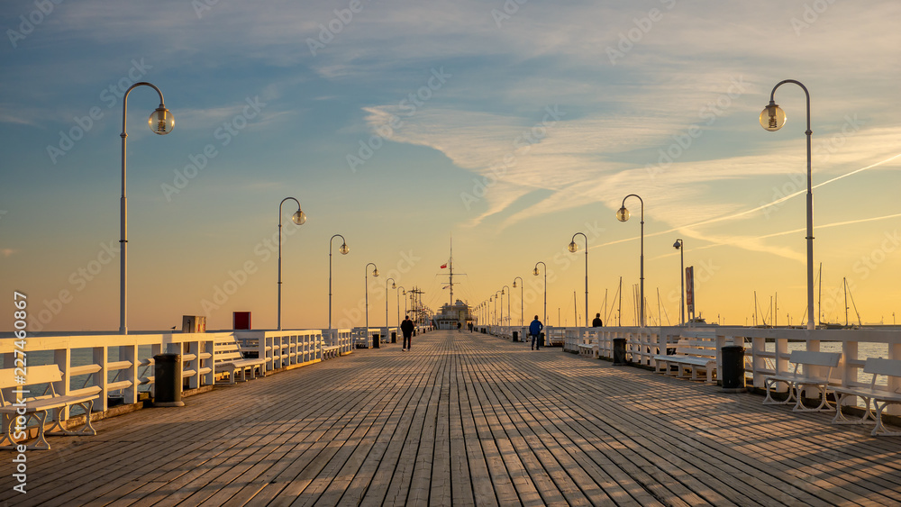 The Sopot Pier in the city of Sopot. The pier is the longest wooden ...