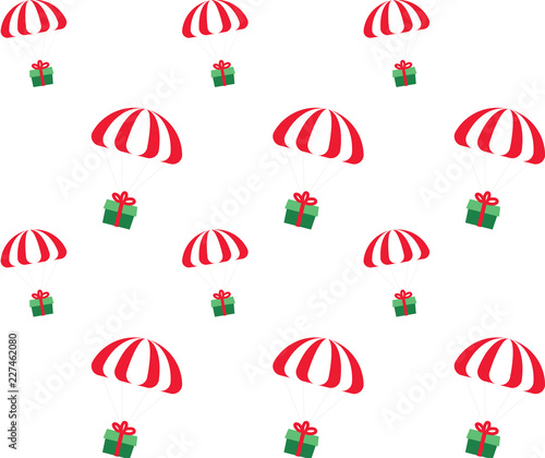 gift boxes parachute balloon seamless pattern background
