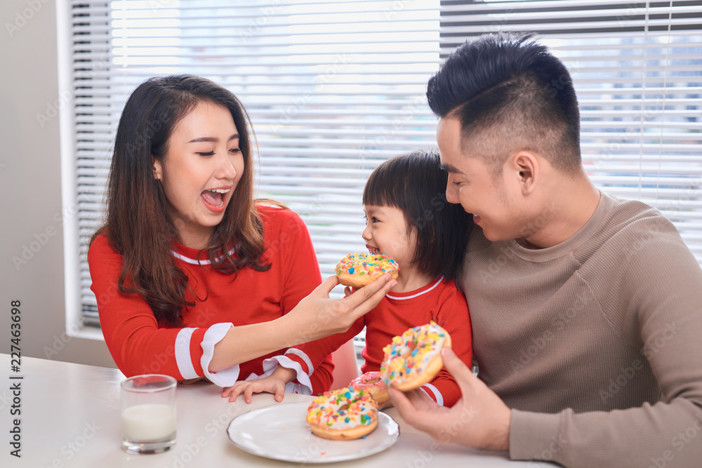 happy family has breakfast in the morning happy family has breakfast in the morning