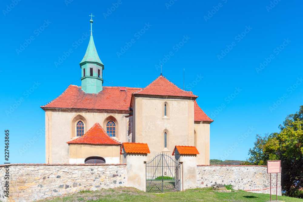 Small rural gothic church of St James in Bedrichuv Svetec near Most, Czech Republic.