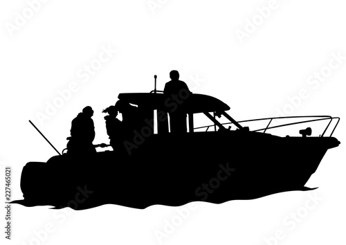 Sports motor boat on white background