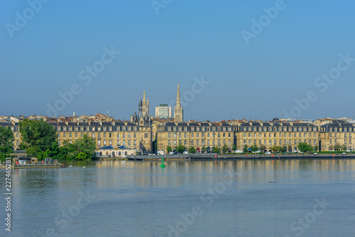 View of the city and the river Garonne, Bordeaux, France. Copy space for text.