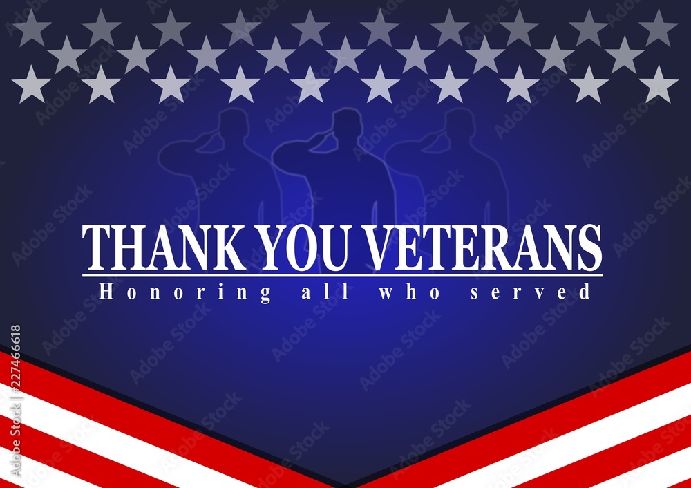 Happy Veterans Day with American flag