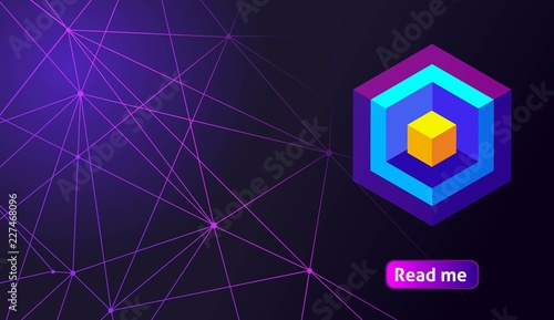 Isometric holographic geometric icon Crypto Currency, colorful abstract background. A great concept for a web design template 13