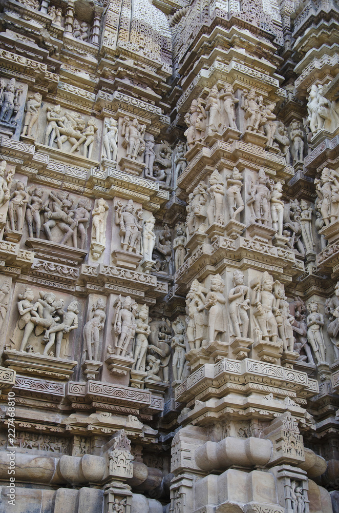 KANDARIYA MAHADEV TEMPLE, North Wall - Top Panel - Mithuna Couple, Western Group, Khajuraho, Madhya Pradesh, UNESCO World Heritage Site