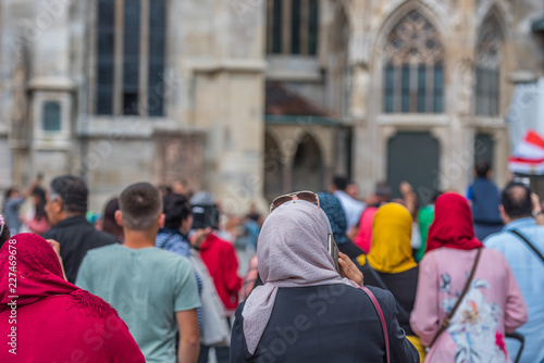 Photography Muslims at a demonstration in the city center, Vienna, Austria