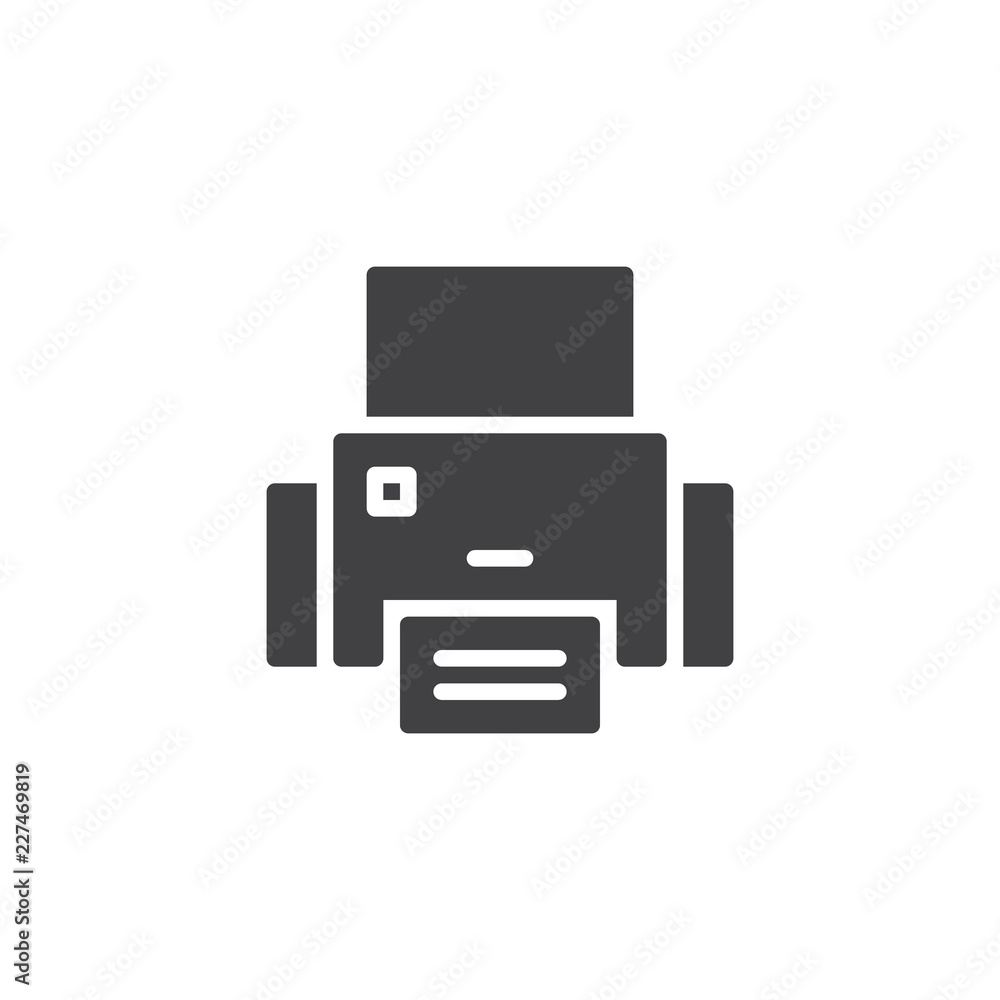Printer vector icon. filled flat sign for mobile concept and web design. Printing simple solid icon. Symbol, logo illustration. Pixel perfect vector graphics Printer vector icon. filled flat sign for mobile concept and web design. Printing simple solid icon. Symbol, logo illustration. Pixel perfect vector graphics