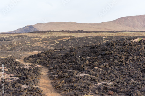 road in vulcanic landscape on Lanzarote