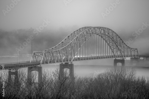 Foggy Julien Dubuque Mississippi River Bridge © Robert