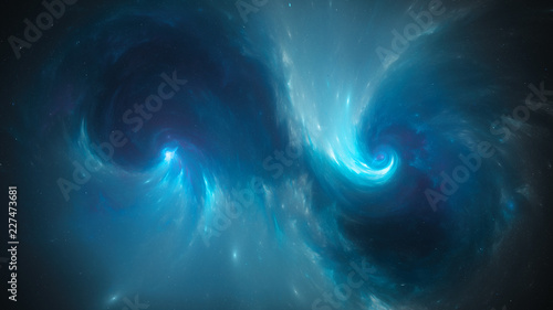 Tableau sur toile Blue glowing spiral singularities in space