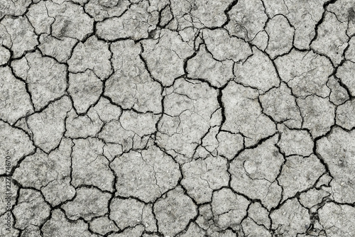 Cracked black earth parched earth close-up