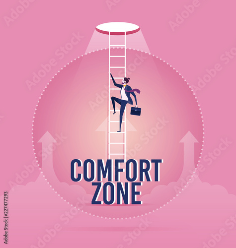 Businessman trying to break out of his comfort zone to success - Business concept vector