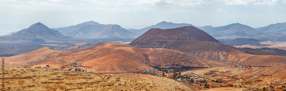 Volcanic Landscape Panorama in Fuerteventura, Canary Islands