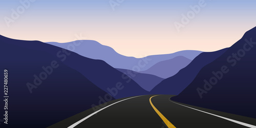 mountain highway in the dark landscape