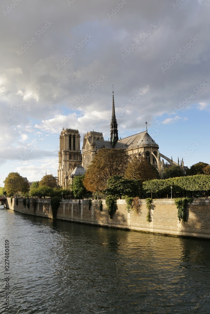paris, Notre-Dame de Paris, Cathedral,  medieval, Catholic,  Île de la Cité, building,  facade, river, bridge, 