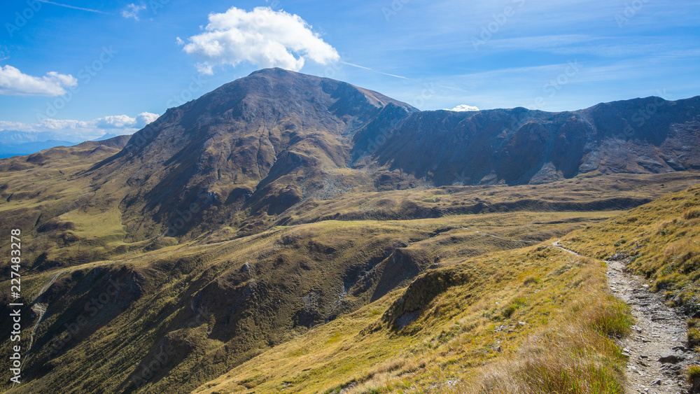hiking in the mountains