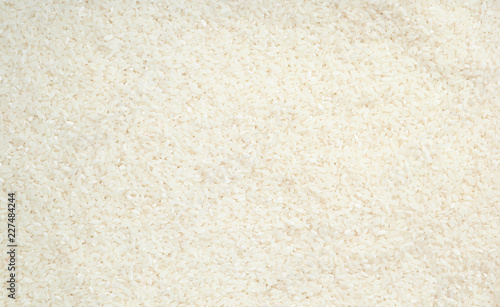 White rice, food background and texture, panoramic view. Healthy food