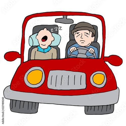 Tired People Sleeping Driving Car