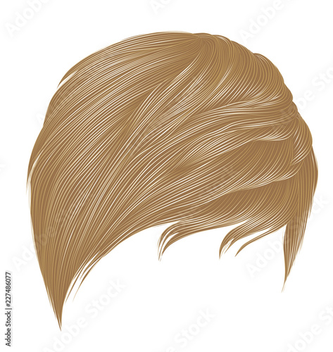 trendy woman short  hairs blond  colors . fringe . fashion beauty style . realistic  3d .