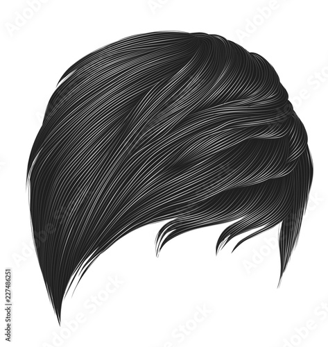 trendy woman short  hairs gray  colors . fringe . fashion beauty style . realistic  3d .
