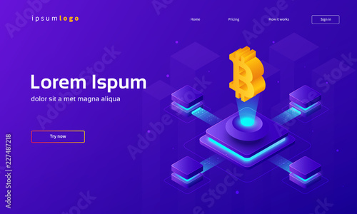 Cryptocurrency theme isometric illustration. Eps10 vector.
