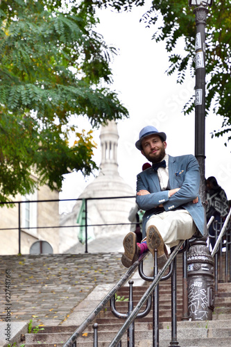 Man staying on a ramp in Montmartre