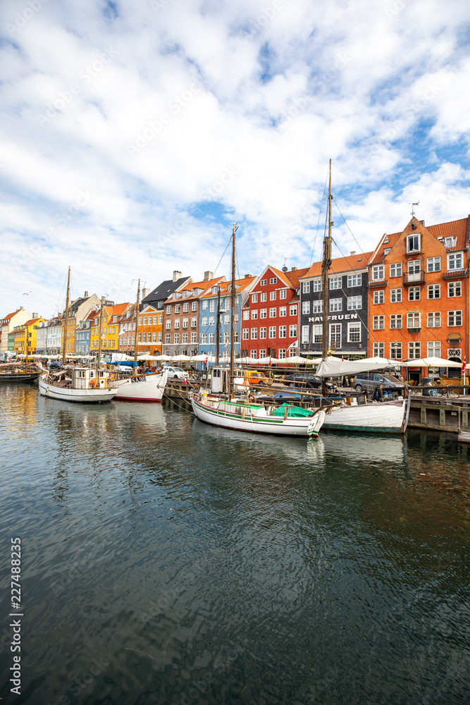 Colorful canal of Nyhavn on a summer day. Copenhagen, Denmark.