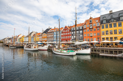 Colorful canal of Nyhavn on a summer day. Copenhagen  Denmark.
