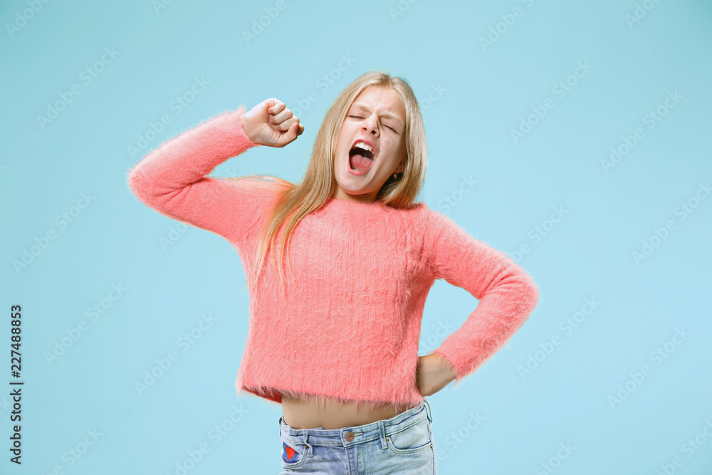 I am tired of everything. Bored woman. Boring, dull, tedious concept. Young pretty caucasian emotional girl. Human emotions, facial expression concept. Studio Isolated on trendy background I am tired of everything. Bored woman. Boring, dull, tedious concept. Young pretty caucasian emotional girl. Human emotions, facial expression concept. Studio Isolated on trendy background
