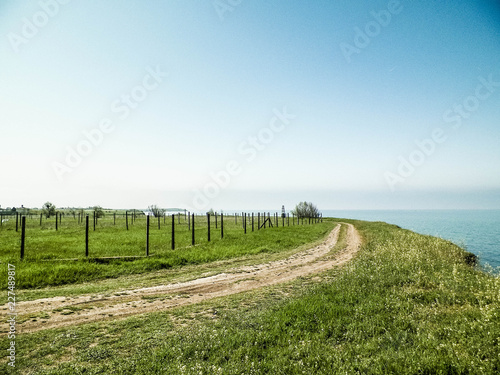 View from cliff on water of Black Sea.