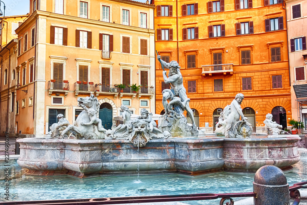 Famous Piazza Navona with the Fountain of Neptune, Rome, Italy