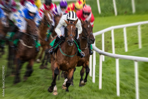 Motion blur zoom horse race speeding effect