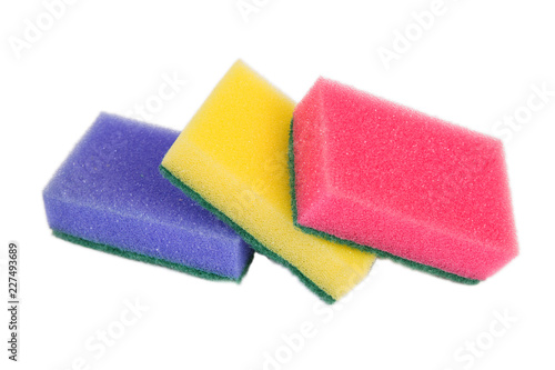 colored sponges isolated on white background