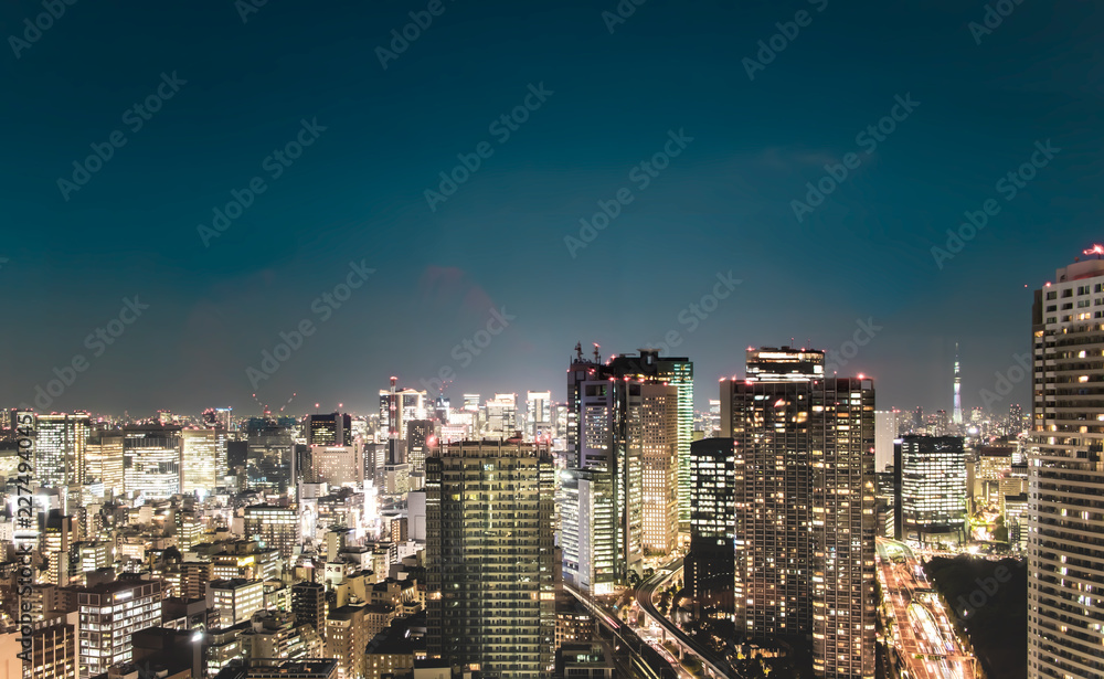 東京都市風景　夜景　