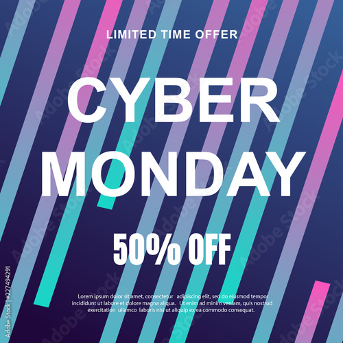 Cyber Monday sale. Vector trendy promotional web banner