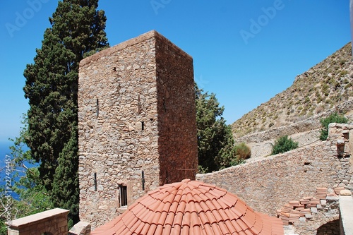 The Byzantine period monastery of Agios Panteleimon on the Greek island of Tilos. The monastery dates from around 1470. photo