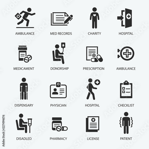 Set of medical symbols