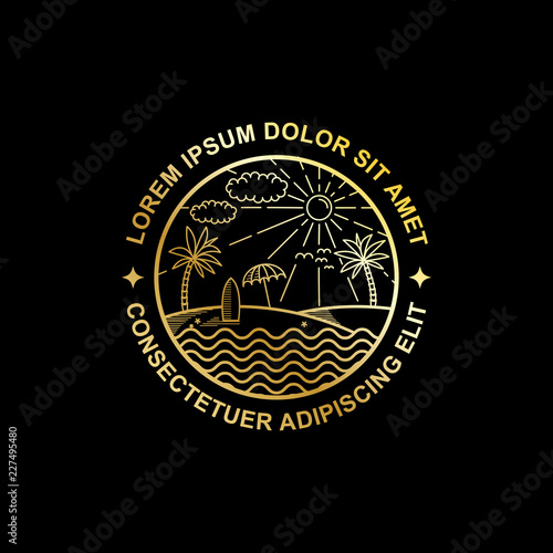 tropical island line art design