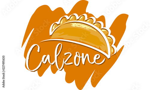 Calzone - italian folded pizza with mozzarella and salami - vector