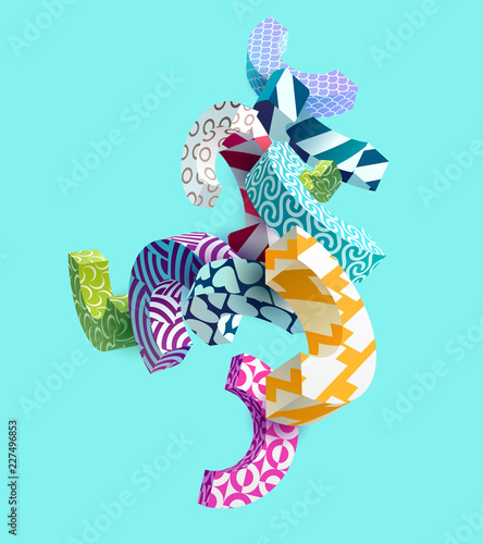 3D decorative shapes. Colorful design.
